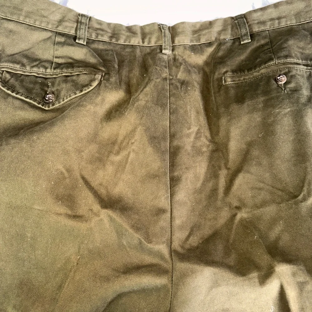 Men's Vintage Cotton Ralph Lauren Hammond Olive Green Pant 36/32 With Cuff .